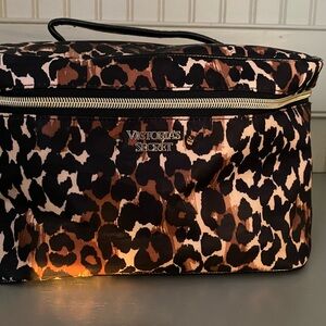 Victoria's Secret Black and Brown Leopard Cosmetic Bag